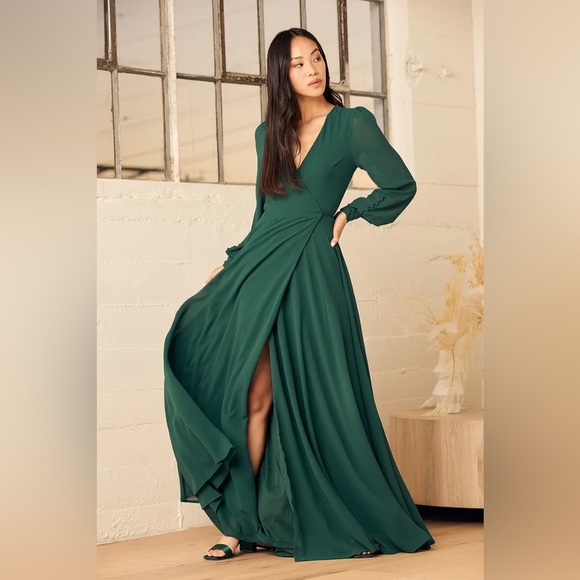 Lulus Green long sleeve maxi dress - Picture 3 of 3